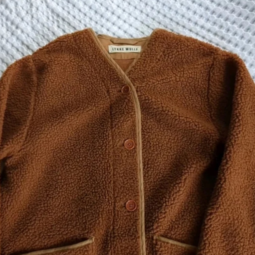 Lykke Wuulf Sherpa Ranch Jacket Driftwood Oversized Brown Button‎ Up Small - Picture 7 of 16